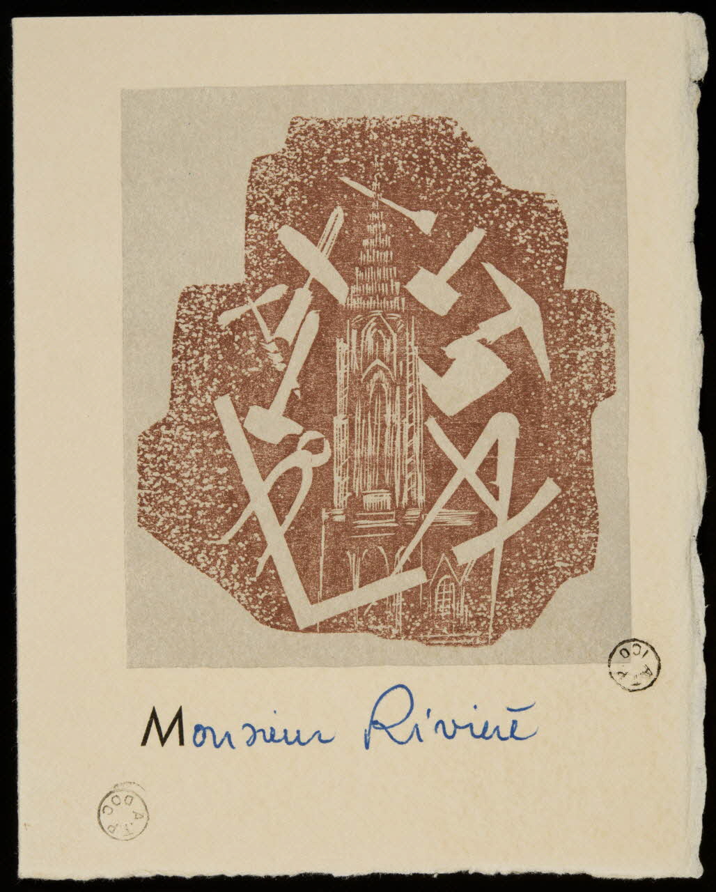estampe Invitation à l'inauguration du siège provincial des Compagnons du Devoir 1967.47.2 Photo