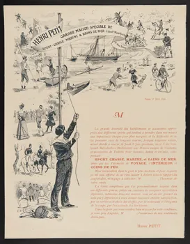 estampe HENRI PETIT  GRANDE MAISON SPECIALE DE  SPORT - CHASSE. MARINE & BAINS DE MER. 1967.50.25 Photo