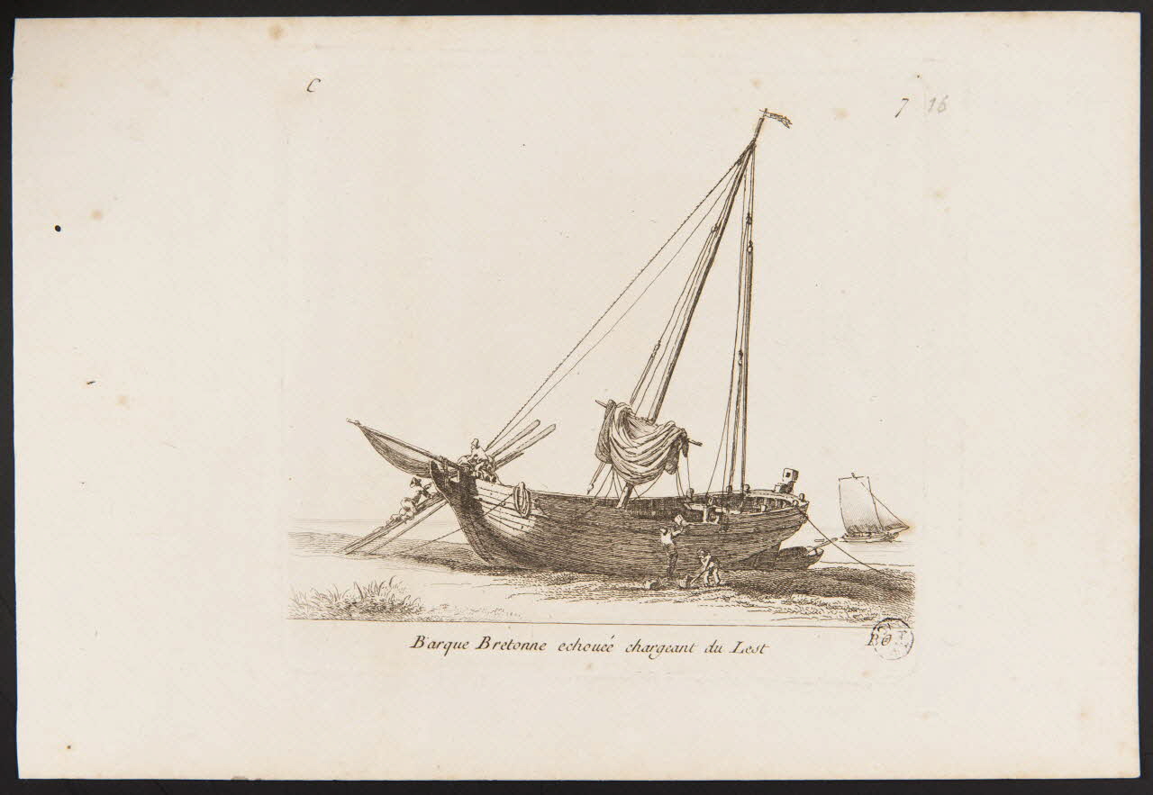 estampe Barque Bretonne échouée chargeant du Lest 1967.52.4 Photo