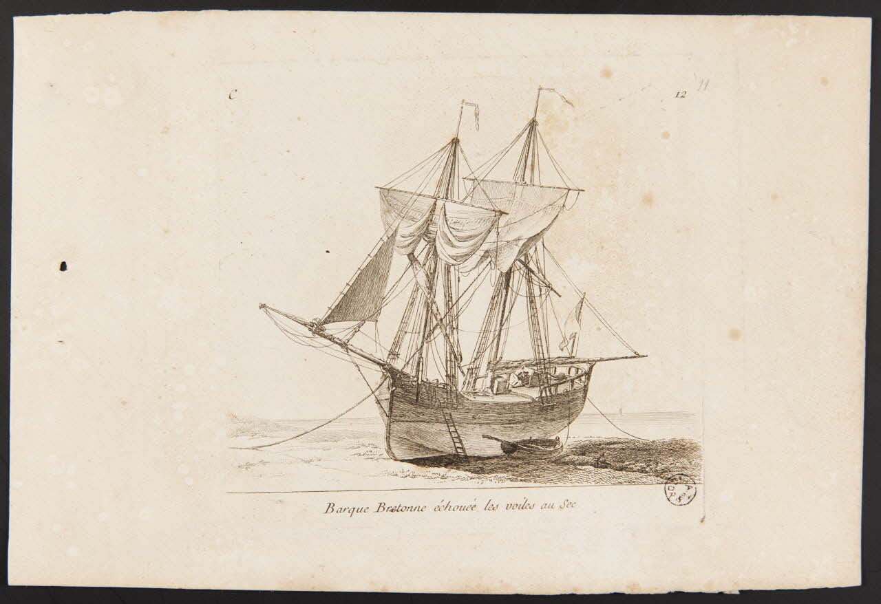 estampe Barque Bretonne échouée les voiles au sec 1967.52.6 Photo