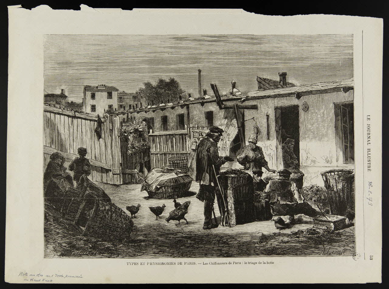 estampe TYPES ET PHYSIONOMIES DE PARIS. - Les chiffonniers de Paris : le triage de la hotte 1967.60.107 Photo