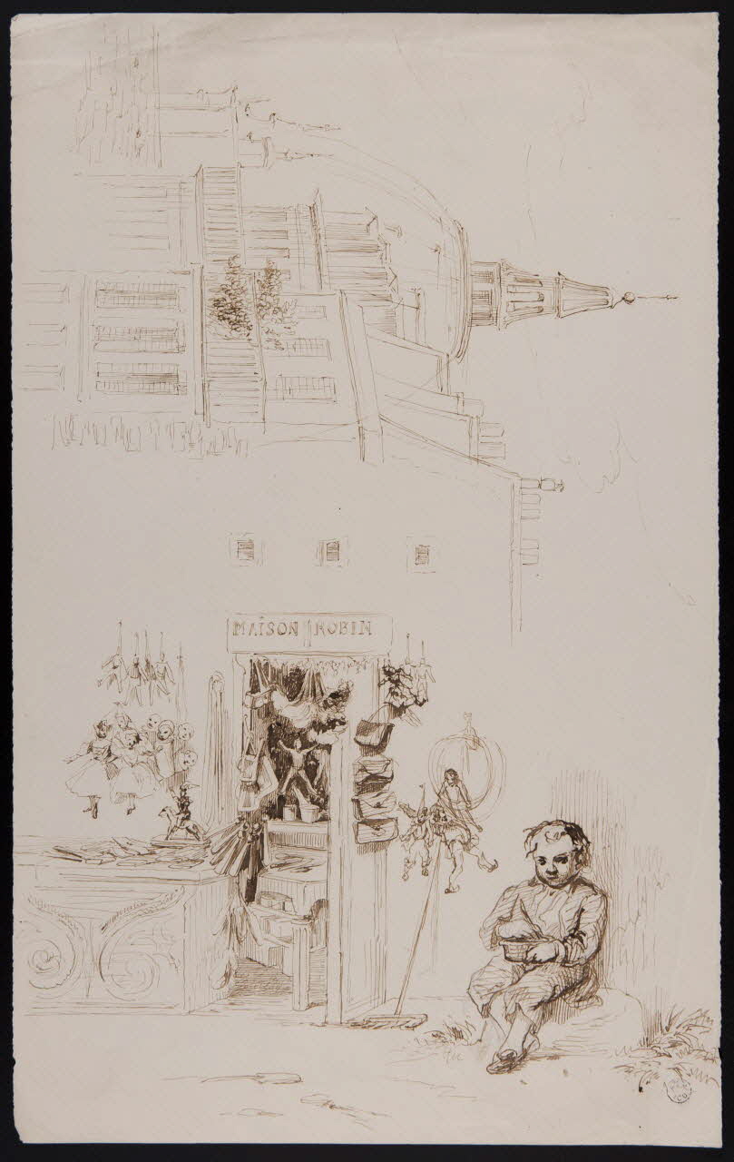 dessin Garçon devant une boutique de jouets 1967.60.110 Photo