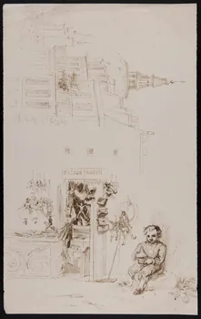 dessin Garçon devant une boutique de jouets 1967.60.110 Photo