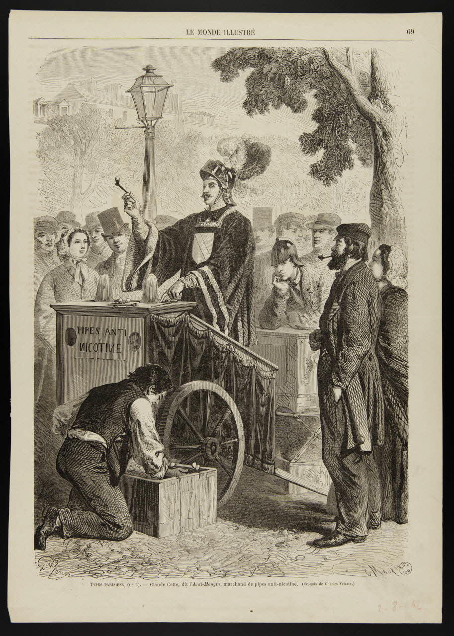 estampe TYPES PARISIENS, (n°4). - Claude Cotte, dit l'Anti-Mangin, marchand de pipes anti-nicotine. 1967.60.121 Photo