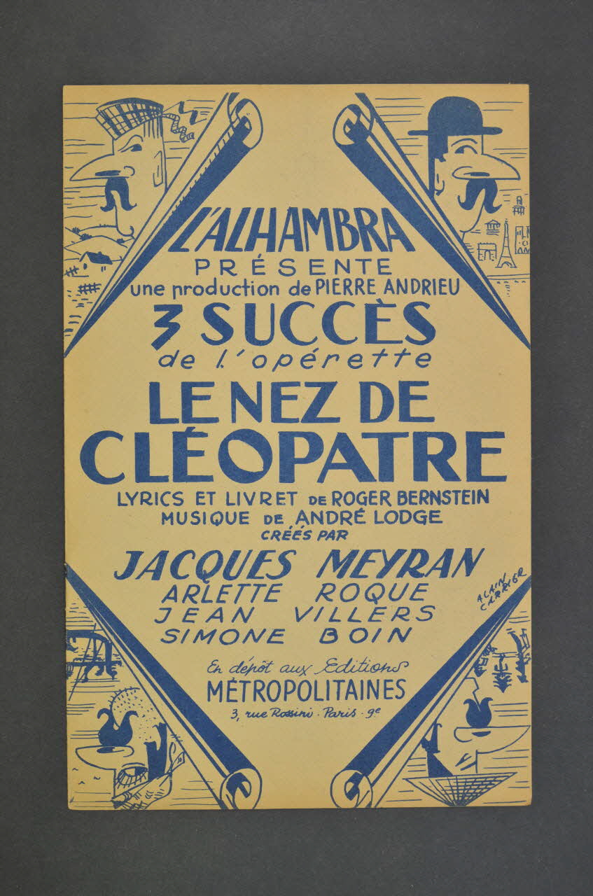 André Lodge ; Roger Bernstein ; Jacques Meyran ; Les Editions Métropolitaines; chanson petit format Île-de-France, France 1940-1960 1966.197.1 Photo Mucem