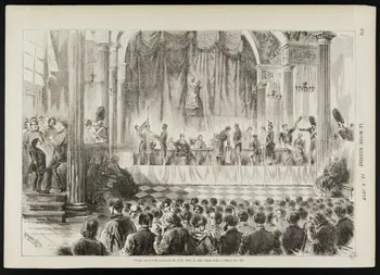estampe Tirage au sort des conscrits de 1858, dans la salle Saint Jean à l'Hôtel de ville. 1967.60.154 Photo