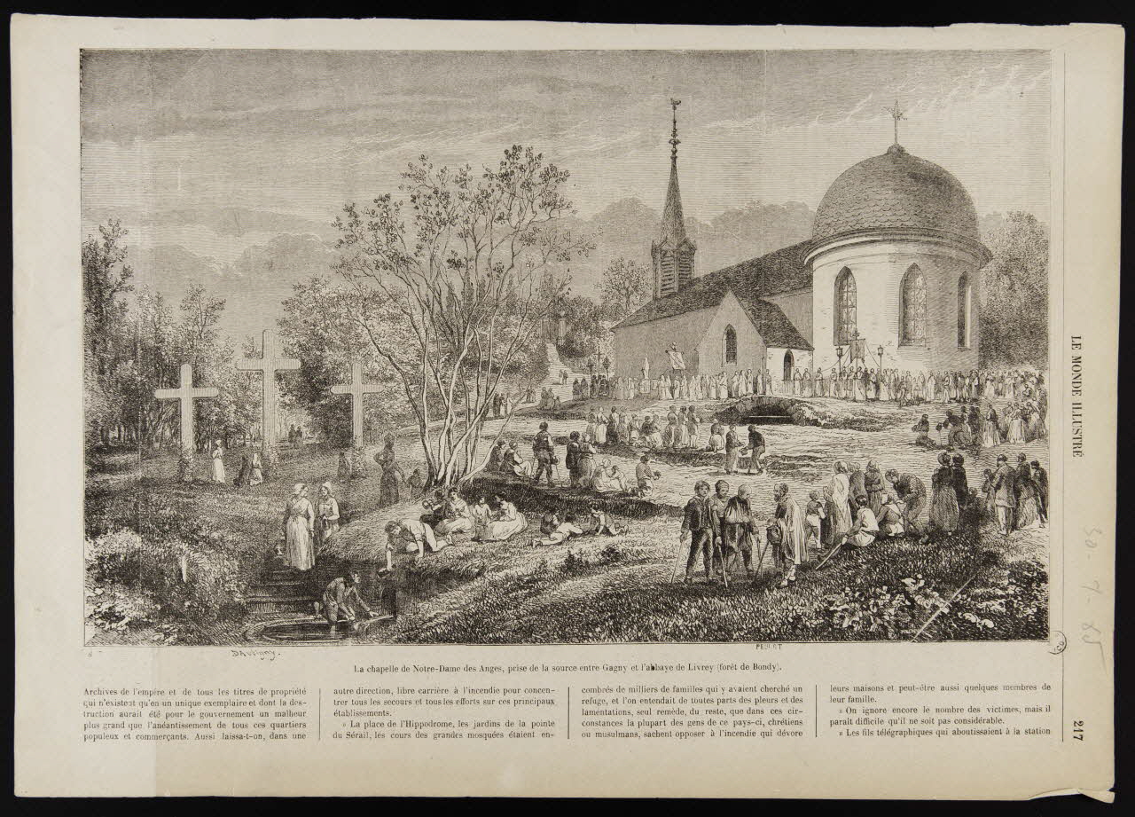 estampe La chapelle de Notre-Dame des Anges, prise de la source entre Gagny et l'abbaye de Livrey (forêt de Bondy). 1967.60.202 Photo