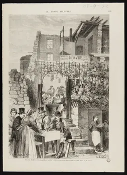 estampe Un coin de Saint-Cloud pendant la fête. - Restaurant dans les ruines. 1967.60.213 Photo