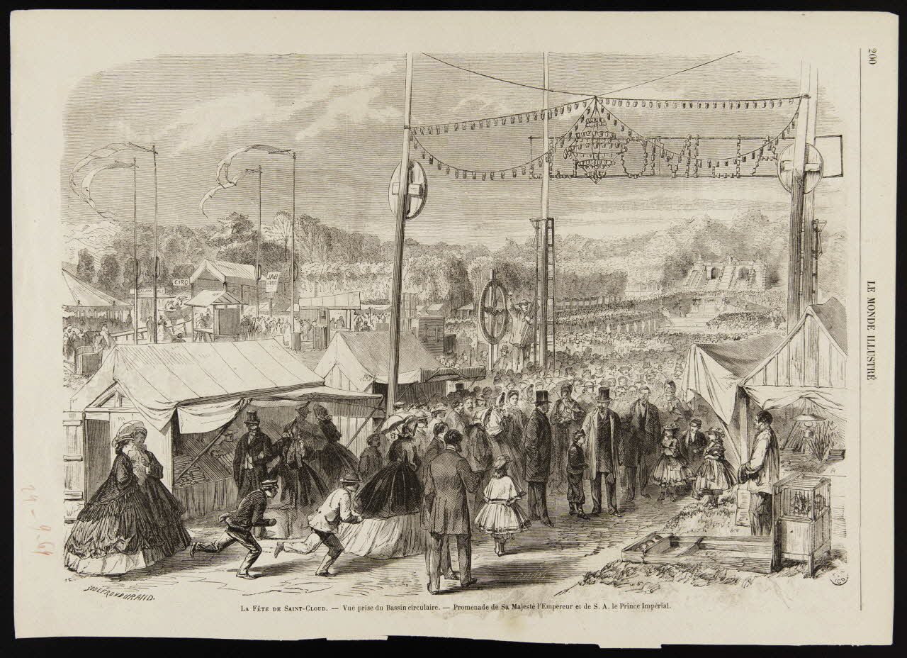 estampe LA FETE DE SAINT-CLOUD. - Vue prise du Bassin circulaire. - Promenade de Sa Majesté l'Empereur et de S. A. le Prince Impérial 1967.60.214 Photo
