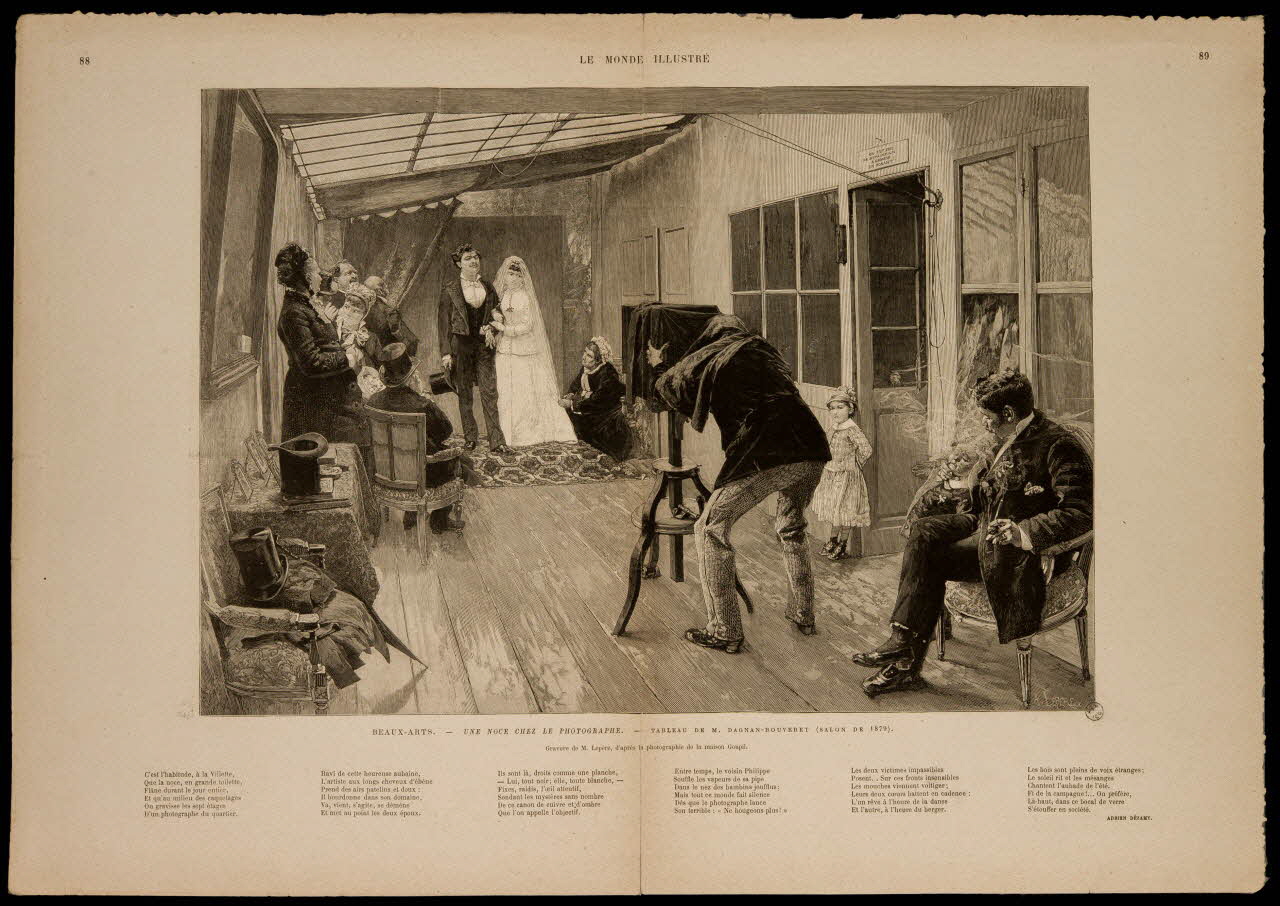 estampe BEAUX-ARTS. - UNE NOCE CHEZ LE PHOTOGRAPHE. - TABLEAU DE M. DAGNAN-BOUVERET (SALON DE 1879). 1967.60.22 Photo