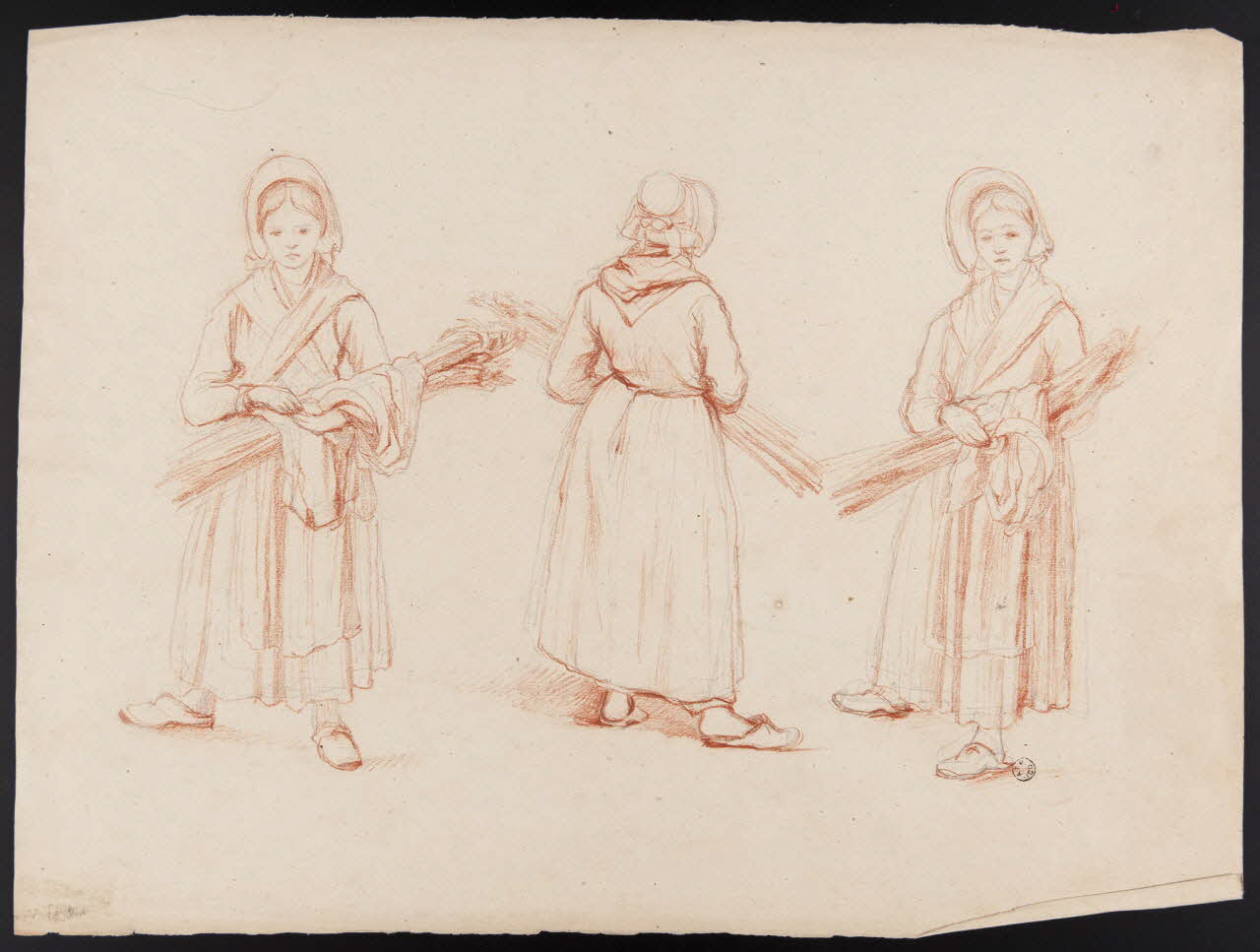 dessin Trois études d'une jeune femme portant une gerbe 1967.60.244 Photo