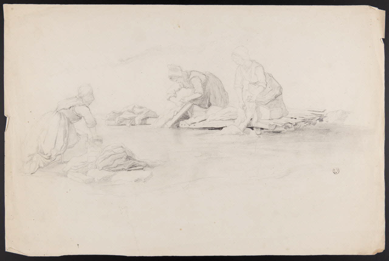 dessin Lavandières au bord d'un cours d'eau 1967.60.248 Photo