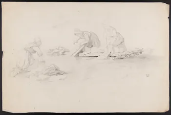 dessin Lavandières au bord d'un cours d'eau 1967.60.248 Photo