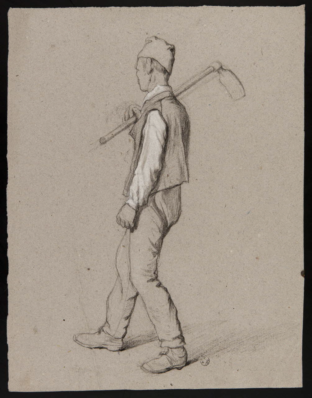 dessin Homme portant un outil agricole 1967.60.250 Photo