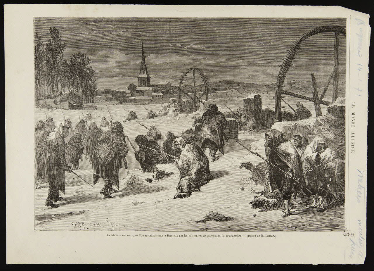 estampe LA DEFENSE DE PARIS. - Une reconnaissance à Bagneux par les volontaires de Montrouge, le 30 décembre. 1967.60.257 Photo