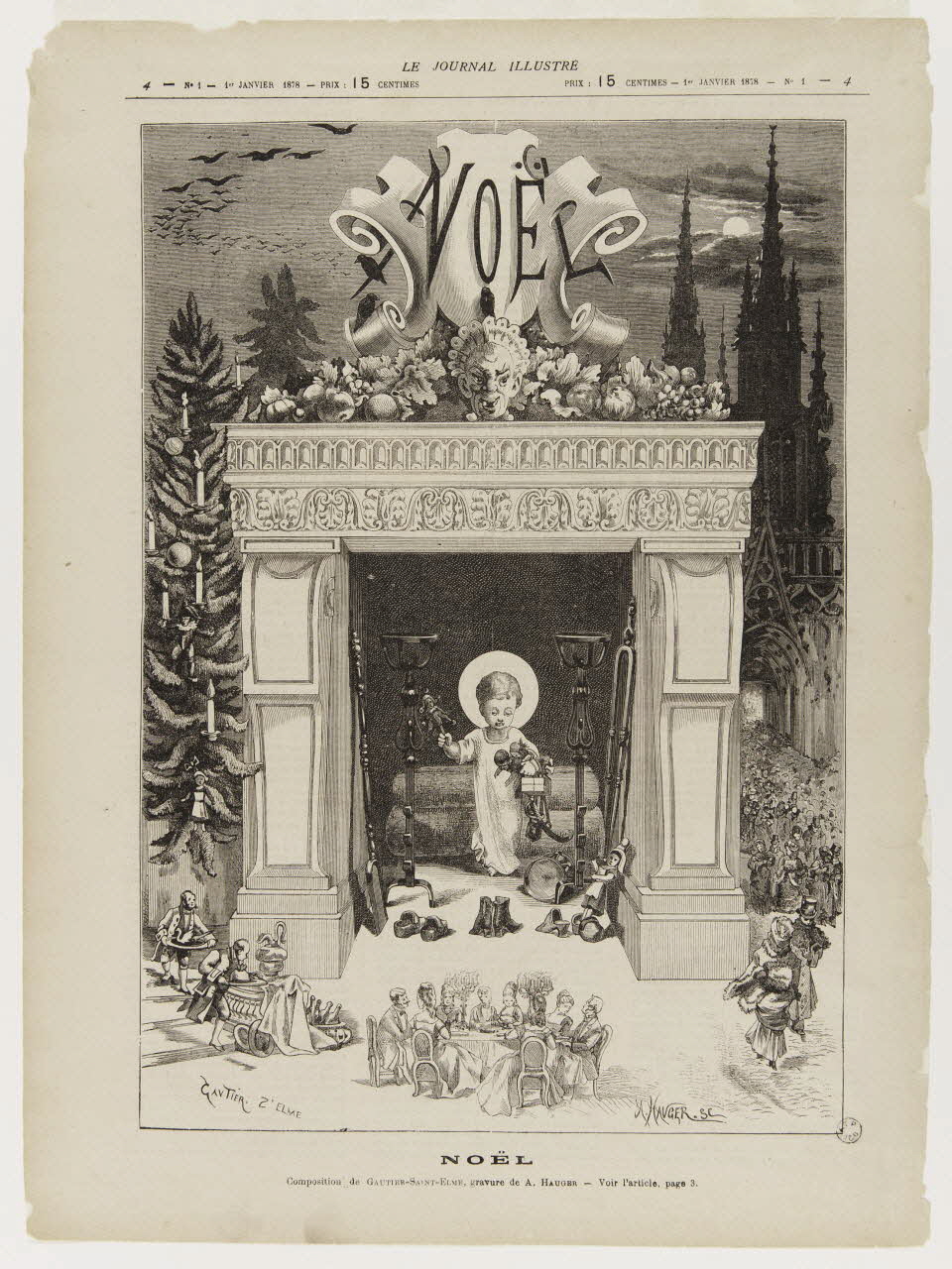 Gauthier S. ; A. Hauger estampe LE JOURNAL ILLUSTRE  NOËL 1878 1967.60.26 Photo