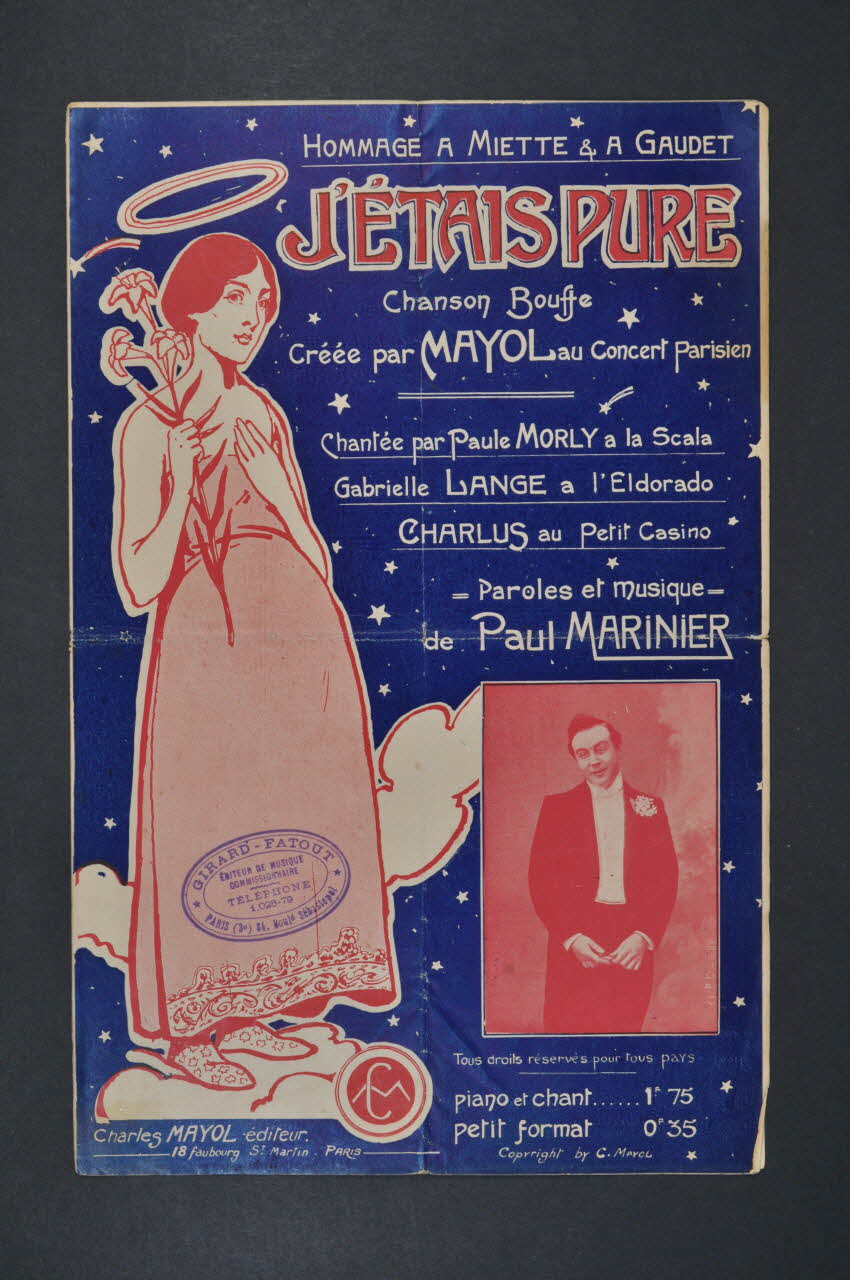 Paul Marinier ; Jacques Mayol ; Charles Mayol chanson petit format Île-de-France, France 1909 1965.177.72 Photo Mucem