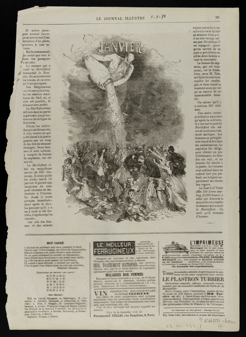 estampe COLLISION ENTRE DEUX BATIMENTS DANS LA MANCHE 1967.60.273.1/2 Photo