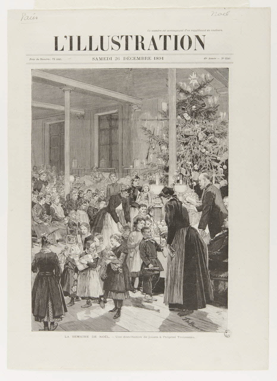 estampe L'ILLUSTRATION  LA SEMAINE DE NOËL. - Une distribution de jouets à l'hôpital Trousseau. 1967.60.28 Photo