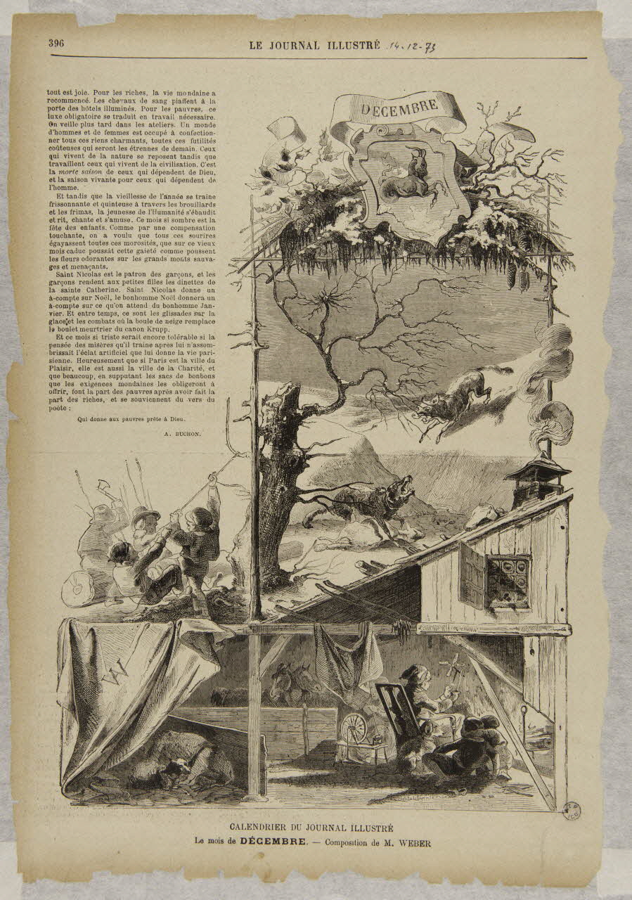 estampe CALENDRIER DU JOURNAL ILLUSTRE  Le mois de DECEMBRE. 1967.60.296 Photo