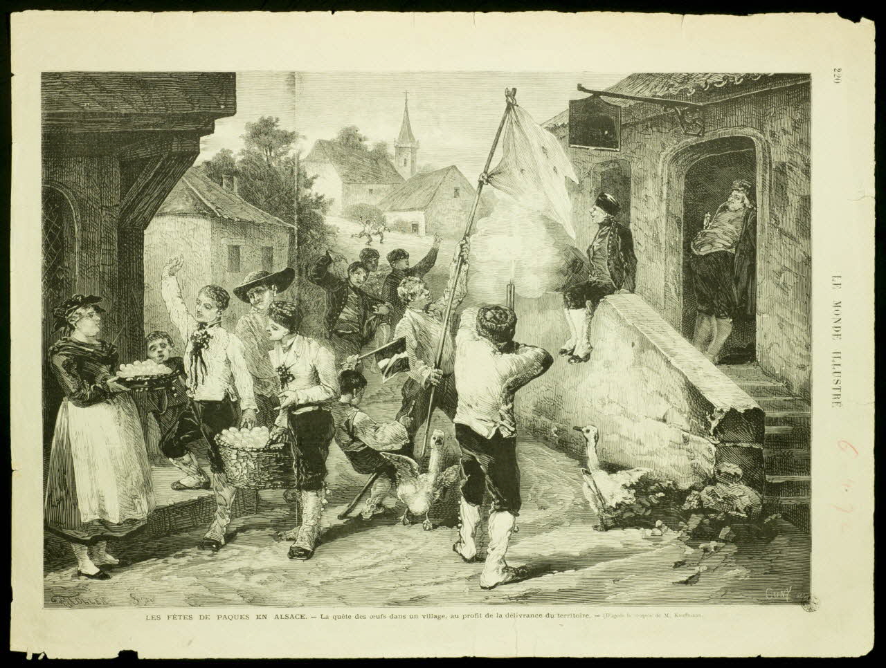 estampe LES FETES DE PAQUES EN ALSACE. - La quête des oeufs dans un village, au profit de la délivrance du territoire. 1967.60.318 Photo