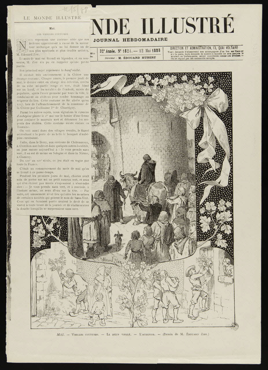 estampe MAI. - VIEILLES COUTUMES. - LE BOEUF VIELLE. - L'AUBEPINE. 1967.60.322 Photo