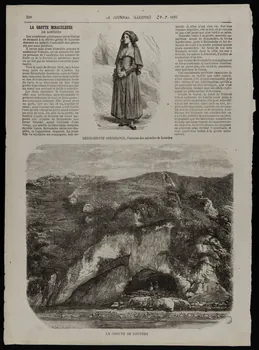 estampe BERNADETTE SOUBIROUS, l'héroïne des miracles de Lourdes  LA GROTTE DE LOURDES 1967.60.341 Photo