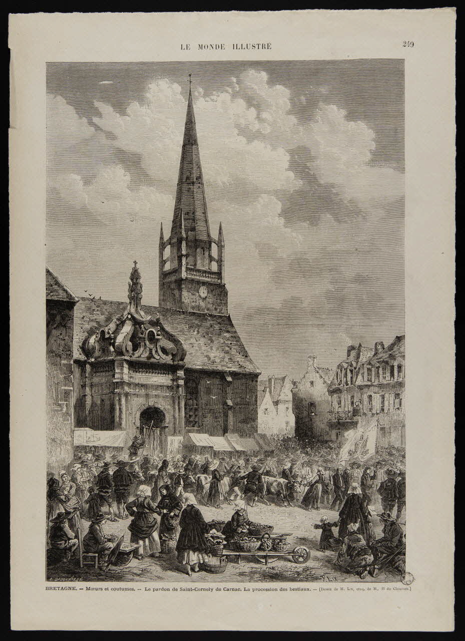 estampe BRETAGNE. - Moeurs et coutumes. - Le pardon de Saint-Cornely de Carnac. La procession des bestiaux. 1967.60.343  Photo