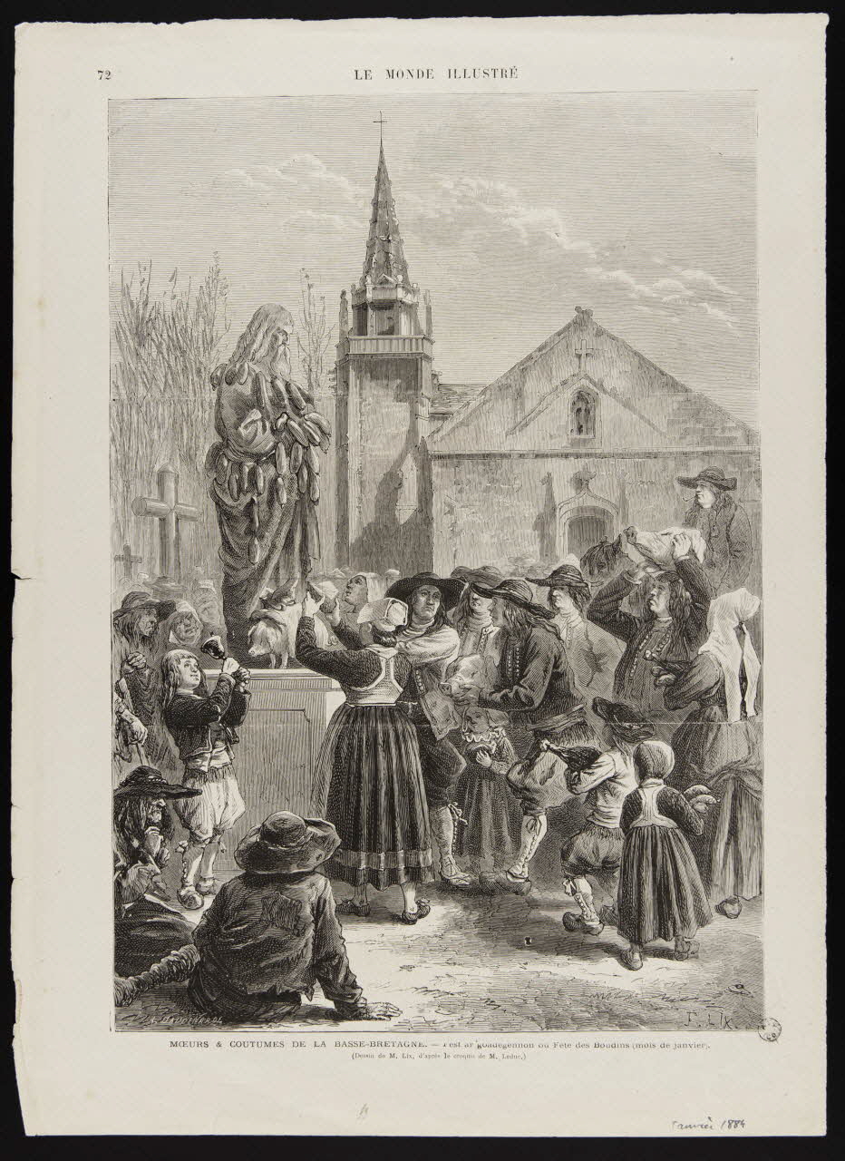 estampe MOEURS & COUTUMES DE LA BASSE BRETAGNE. - Fest ar goadegennon ou Fête des Boudins (mois de janvier). 1967.60.347 Photo