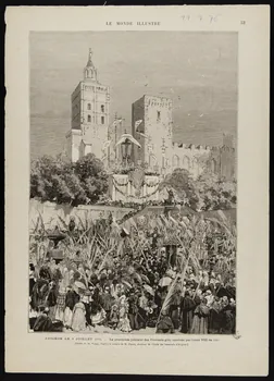 estampe AVIGNON LE 9 JUILLET 1876. - La procession jublilaire des Pénitents gris, instituée par Louis VIII en 1226. 1967.60.348  Photo