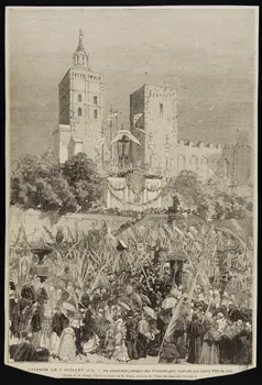 estampe AVIGNON LE 9 JUILLET 1876. - La procession jublilaire des Pénitents gris, instituée par Louis VIII en 1226. 1967.60.349  Photo