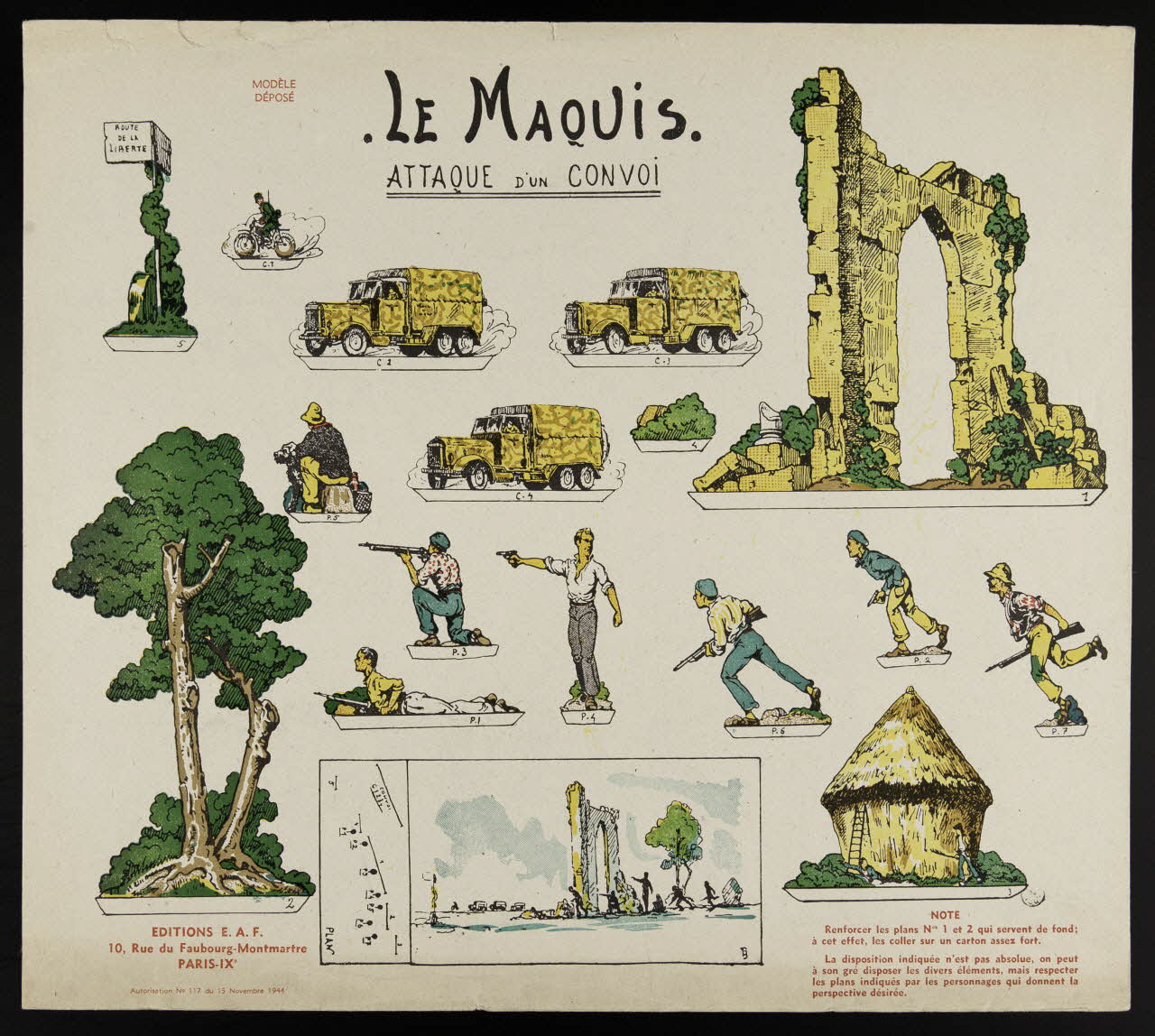 JEU DE DECOUPAGE Le Maquis. Attaque d'un convoi lle-de-France, France 1944 1967.60.379 Photo Mucem