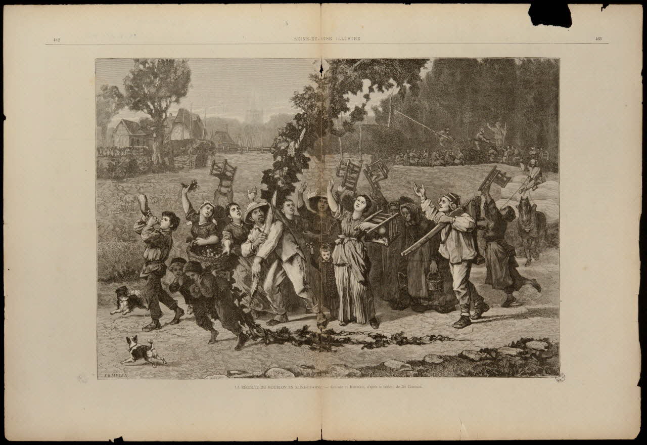 estampe SEINE-ET-OISE ILLUSTRE  LA RECOLTE DU HOUBLON EN SEINE-ET-OISE. 1967.60.403.1 Photo