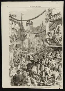estampe COUTUMES DE FRANCE. - La Saint-Antoine dans une petite ville d'Alsace. - Fête des charcutiers 1967.60.404  Photo