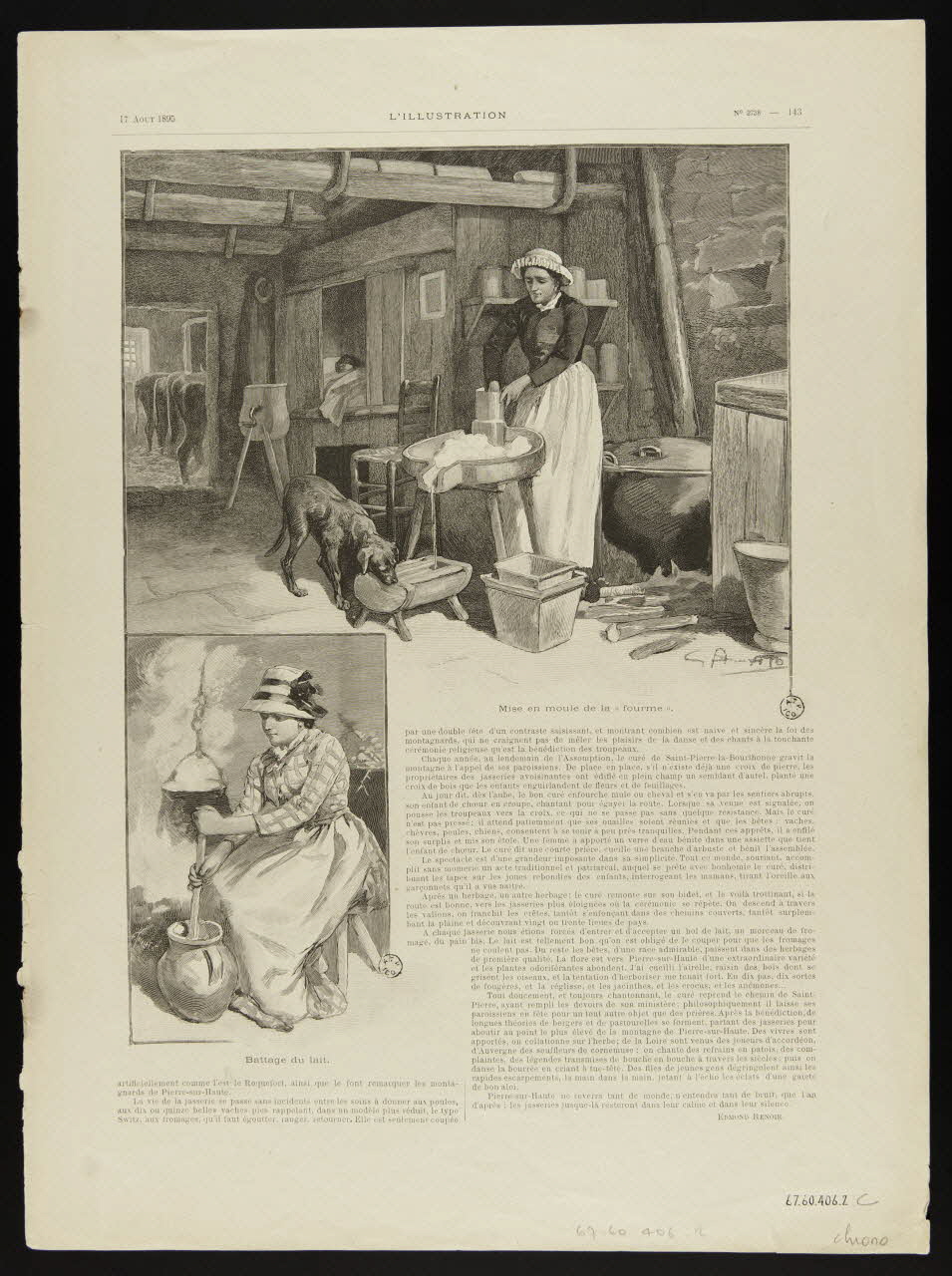 estampe Mise en moule de la "fourme".  Battage du lait. 1967.60.406.2 Photo