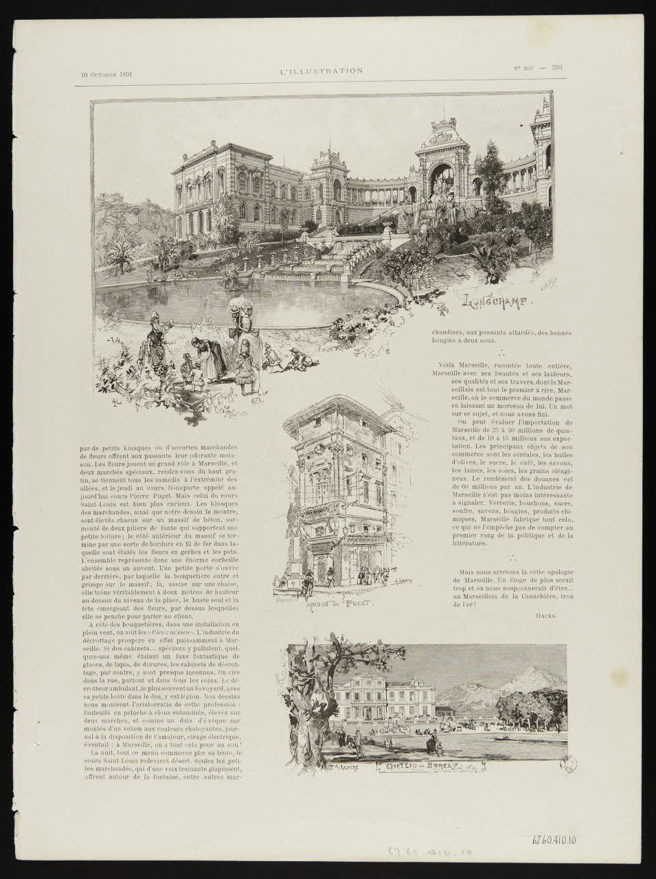 estampe LONGCHAMP.  MAISON DE PUCET.  CHATEAU DE BORELY. 1967.60.410.10 Photo