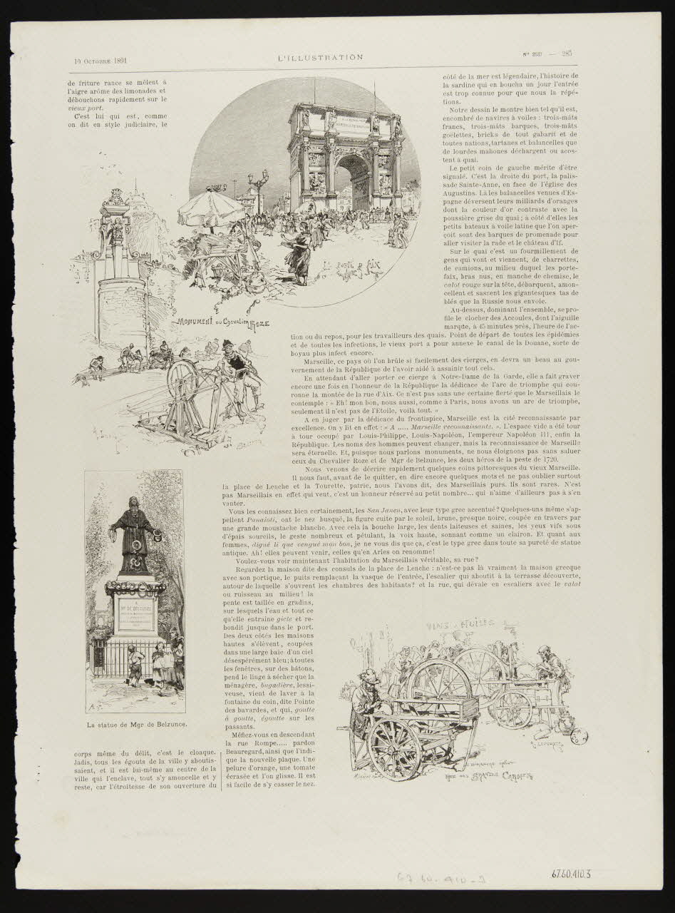 estampe MONUMENT DU CHEVALIER ROZE  La statue de Mgr de Belzunce.  RUE DES GRANDS CARMES 1967.60.410.3 Photo