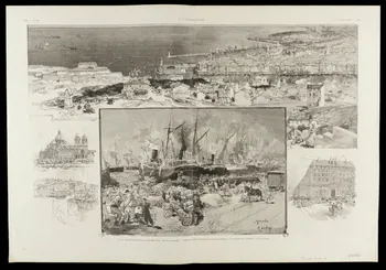 estampe 1. Le vieu et le nouveau port de Marseille : panorama général. - 2. La nouvelle cathédrale et les Pierres-Plates. - 3. Le quai de la Joliette. - 4. Les docks. 1967.60.410.6  Photo