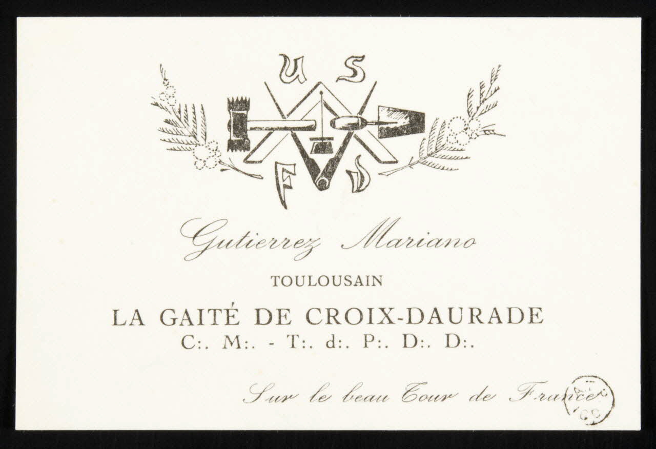 carte de visite Carte de visite avec symboles maçonniques 1967.60.5 Photo