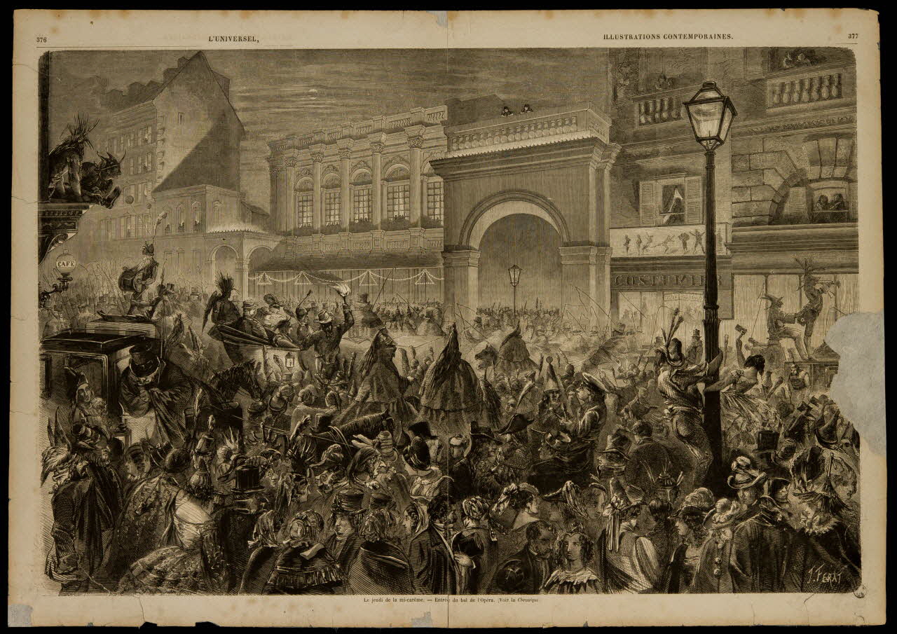 estampe Le jeudi de la mi-carême. Entrée du bal de l'Opéra. 1967.60.54 Photo