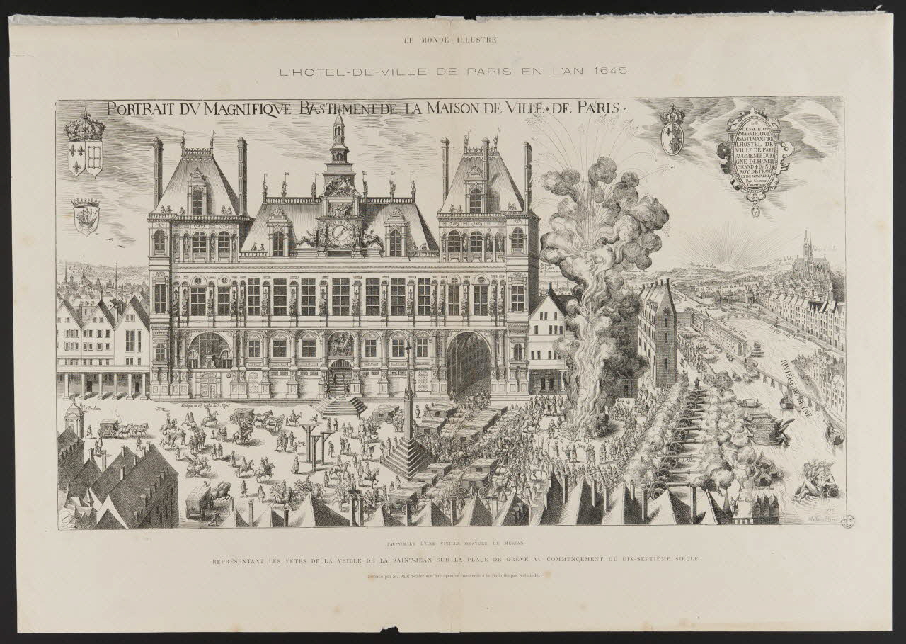estampe LE MONDE ILLUSTRE  L'HOTEL DE VILLE DE PARIS EN L'AN 1645 1967.60.62 Photo