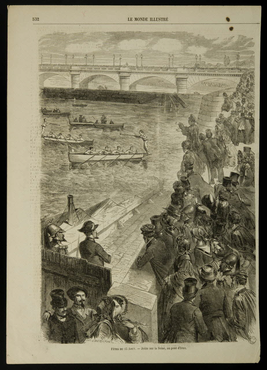 estampe FÊTES DU 15 AOUT. - Joûte sur la Seine, au pont d'Iéna. 1967.60.72 Photo