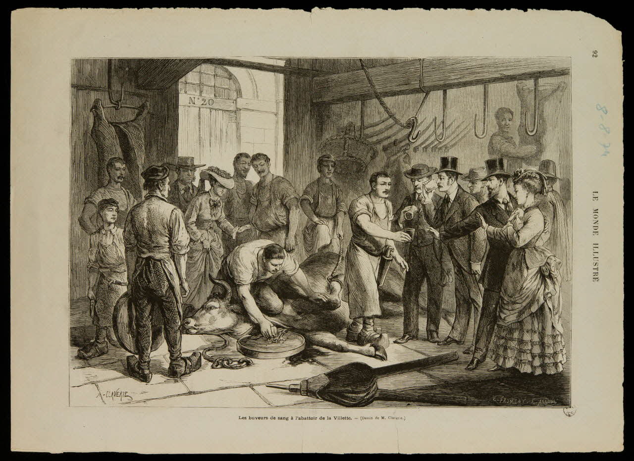 estampe Les buveurs de sang à l'abattoir de la Villette. 1967.60.97 Photo