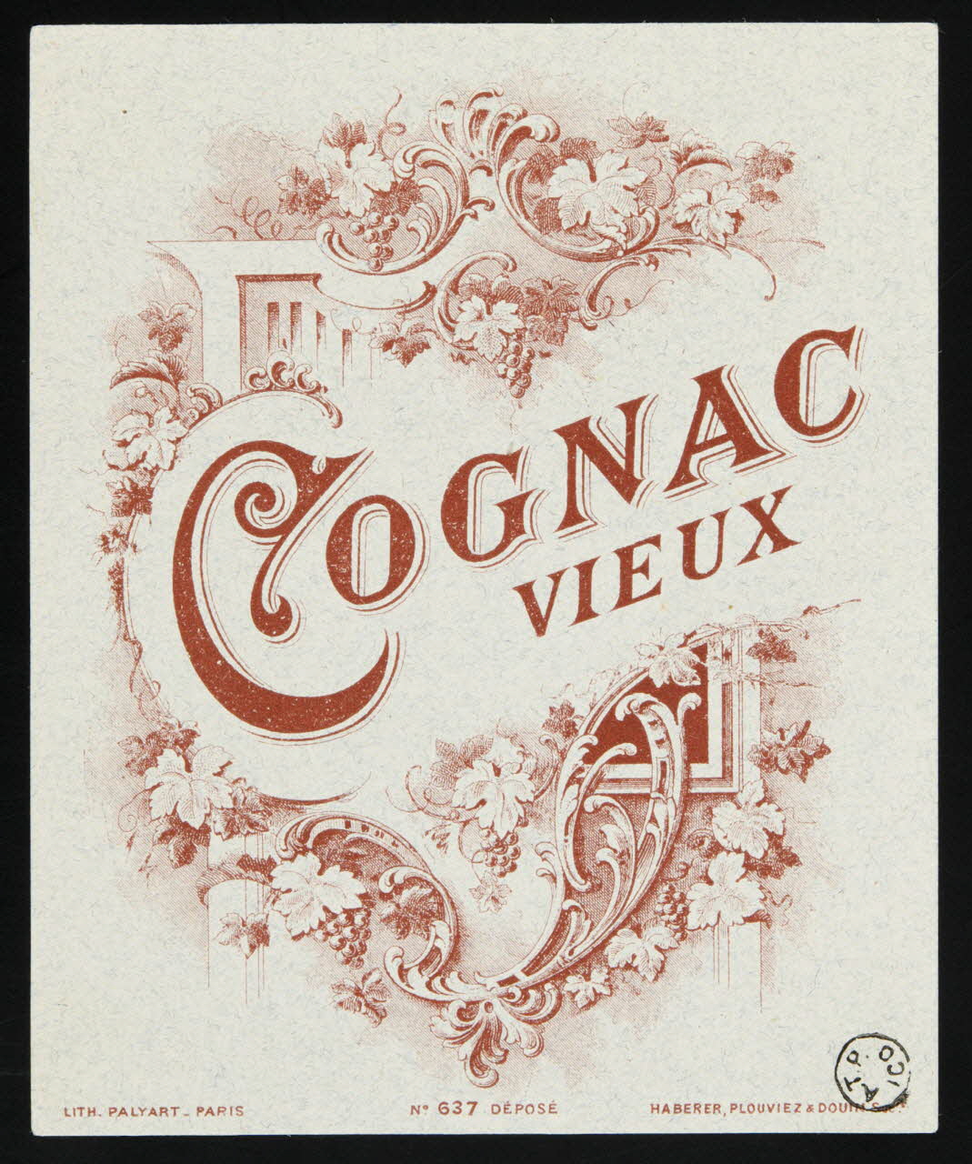 étiquette publicitaire COGNAC  VIEUX 1967.99.10 Photo