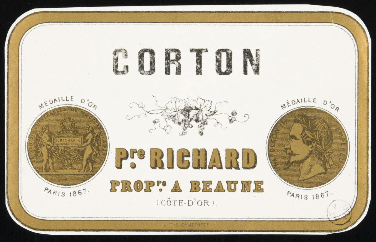 Chaffotte étiquette publicitaire CORTON 1867-1870 1967.99.18 Photo