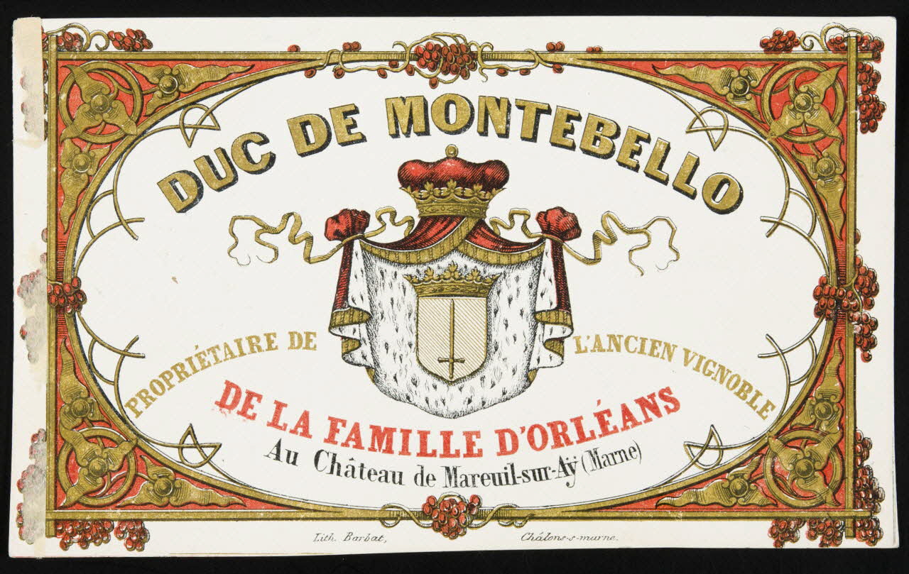 étiquette publicitaire DUC DE MONTEBELLO 1967.99.25 Photo