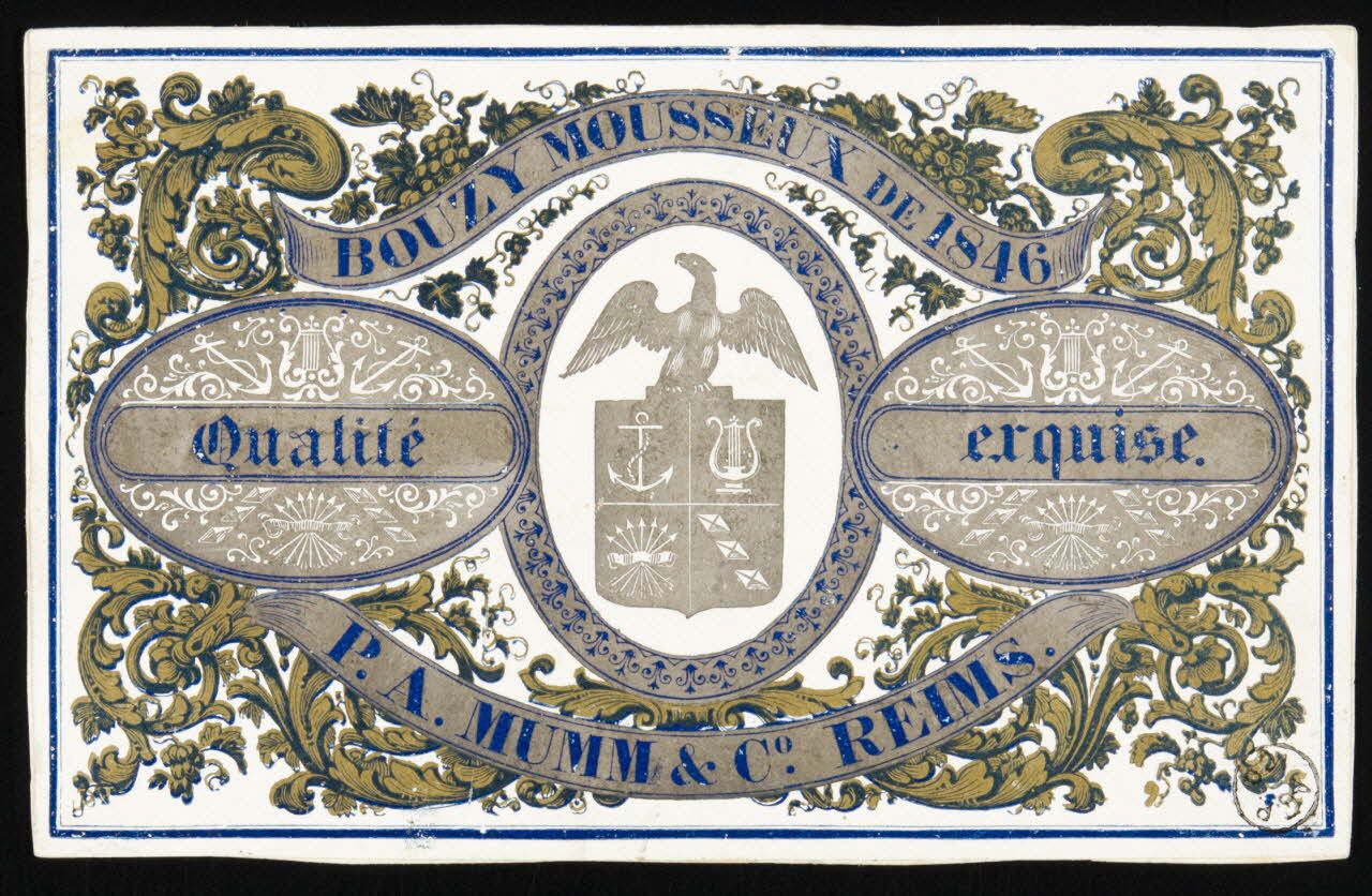 étiquette publicitaire BOUZY MOUSSEUX DE 1846  Qualité exquise. 1846 1967.99.26 Photo