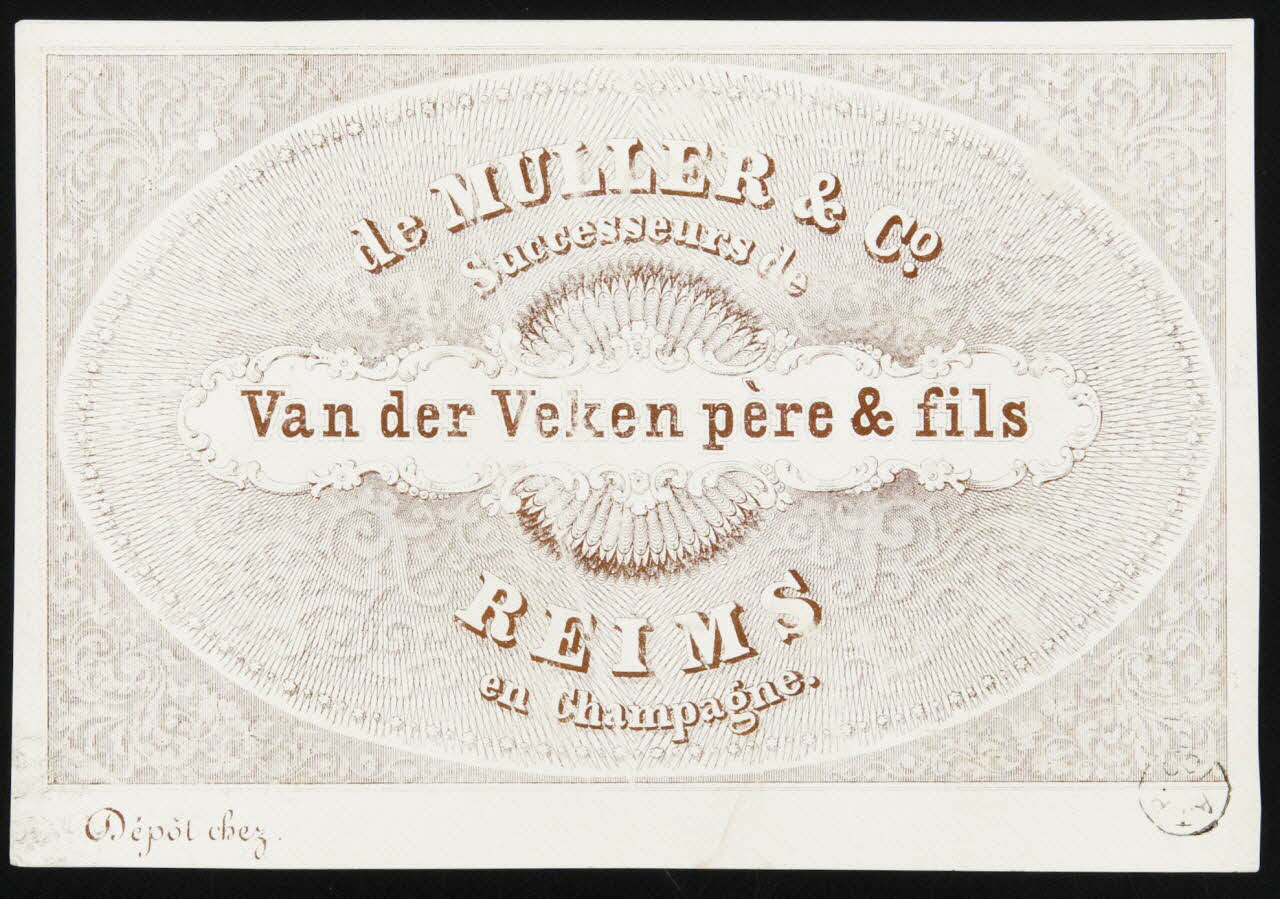 étiquette publicitaire de MULLER & CO.  REIMS  en Champagne. 1967.99.29 Photo