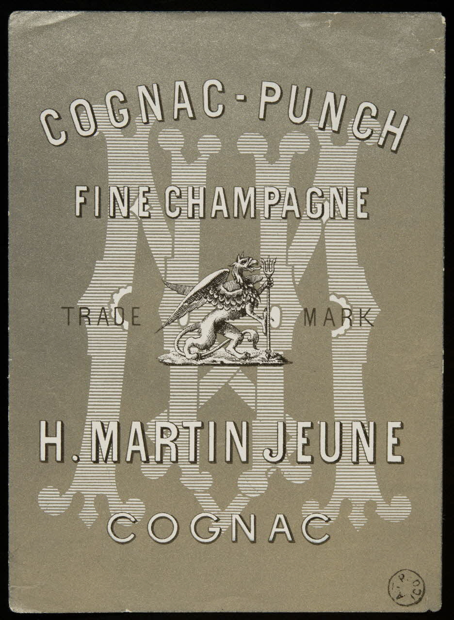 étiquette publicitaire COGNAC - PUNCH  FINE CHAMPAGNE  TRADE MARK  H. MARTIN JEUNE  COGNAC 1967.99.9 Photo
