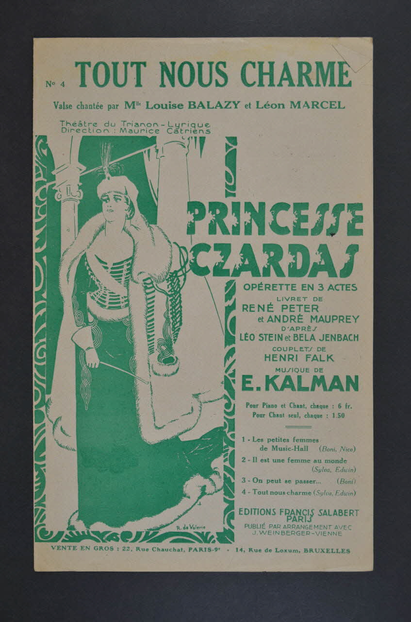 Henri Falk ; Emmerick Kalman ; Louise Balazy ; Léon Marcel ; Francis F. Salabert chanson petit format Île-de-France, France 1930 1966.199.113 Photo Mucem